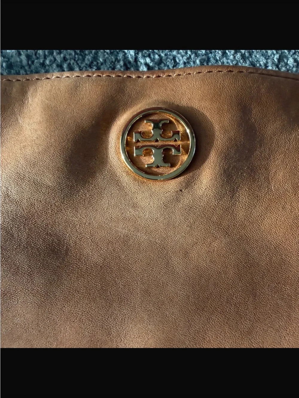 Tory Burch Soft Brown Buttery Leather Shoulder Hobo with Gold Stud Trim